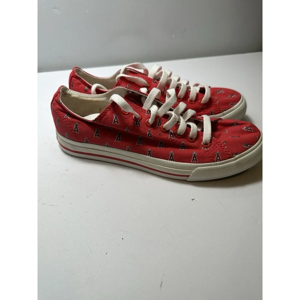Anaheim Angels Sneakers Womens 8 Red Canvas Low Top Shoes MLB Baseball Unisex